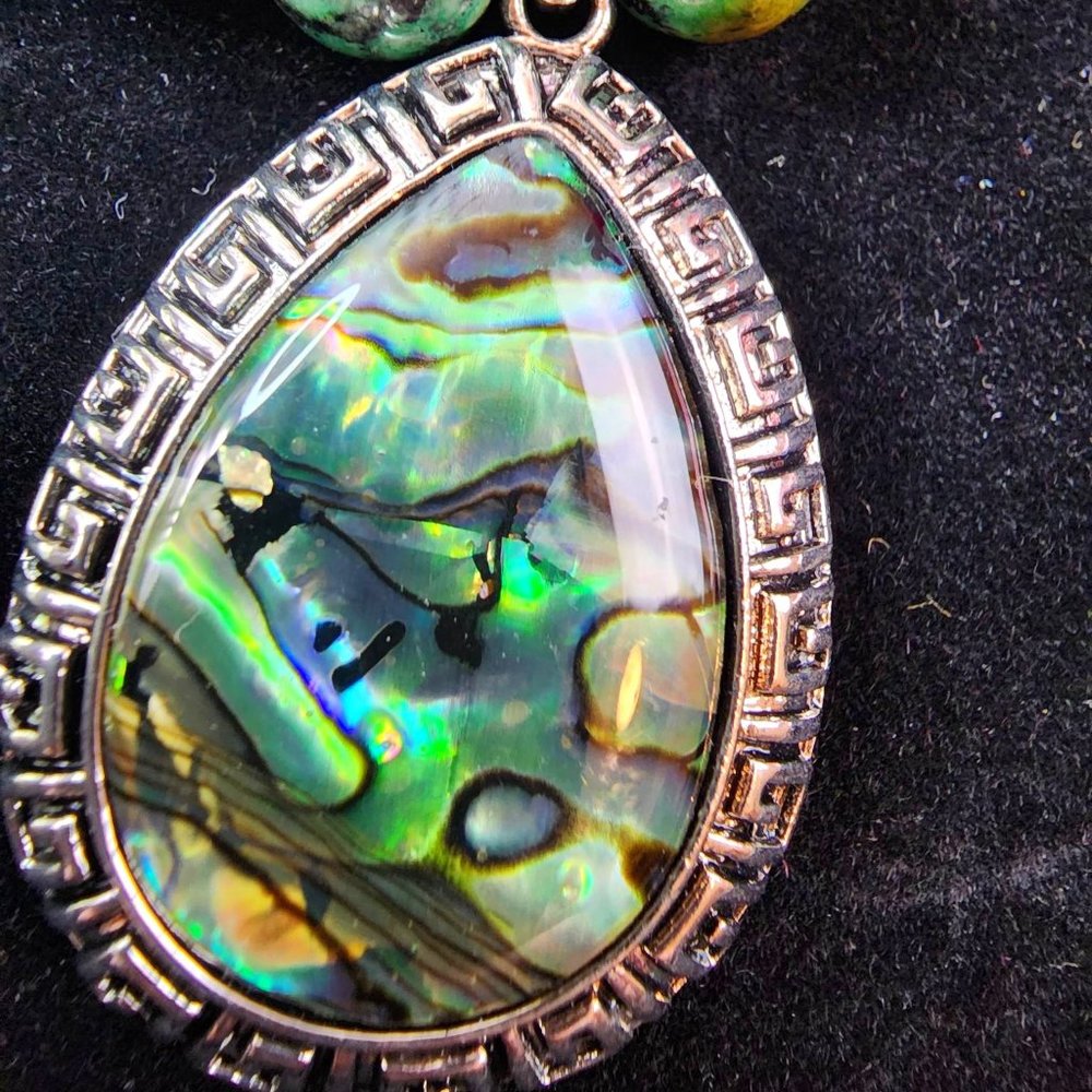 #8 Nice Necklace and Earring Set With Abalone Stone